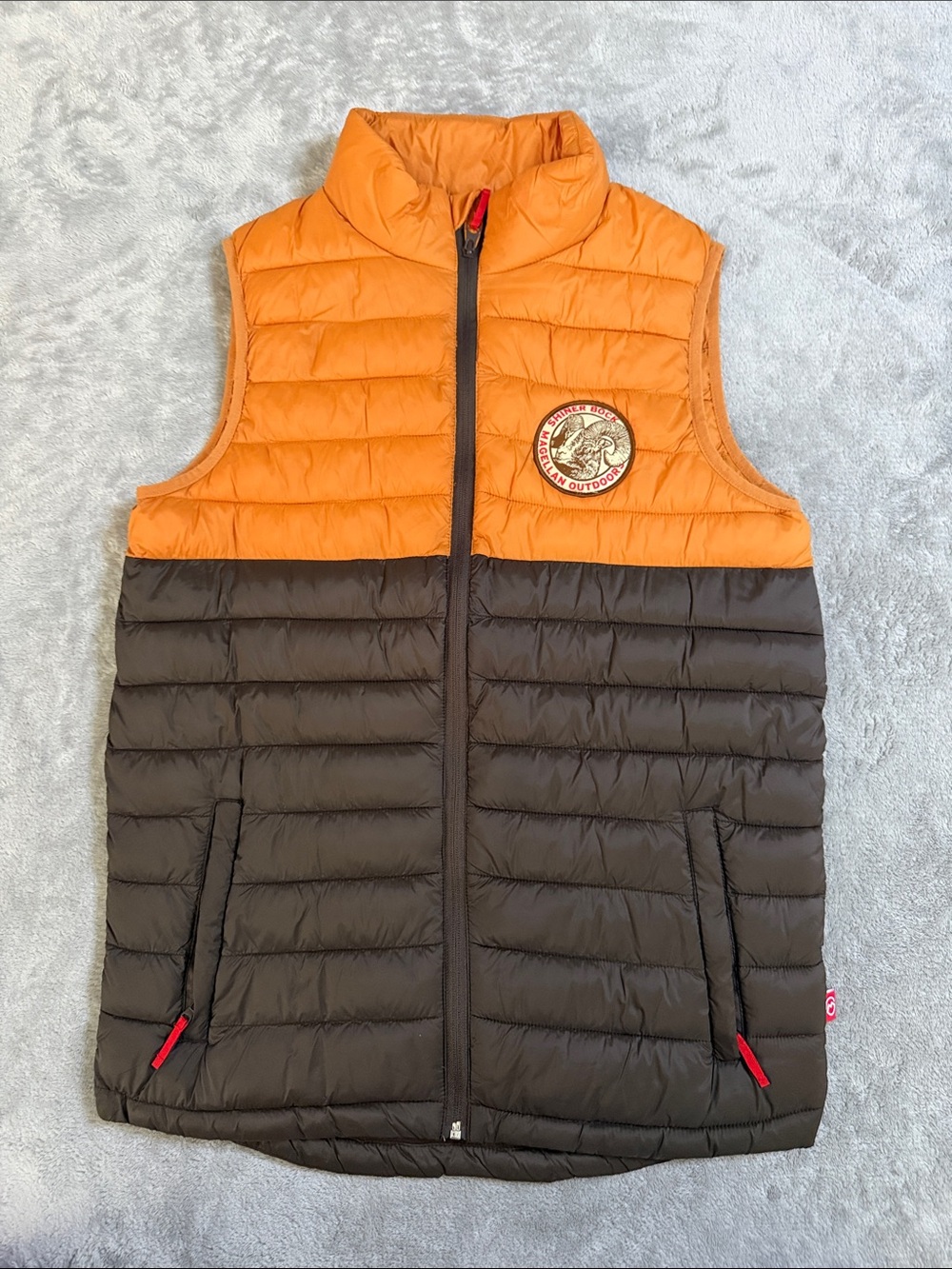 Shiner Orange and Brown Quilted Puffer Vest
